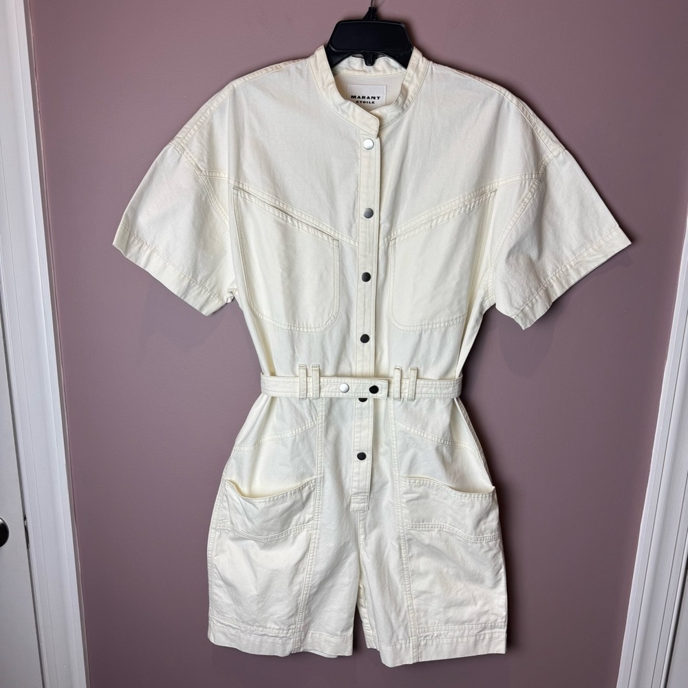 Isabel MARANT ETOILE Kiara Belted Cotton Overalls 34 - Picture 2 of 7